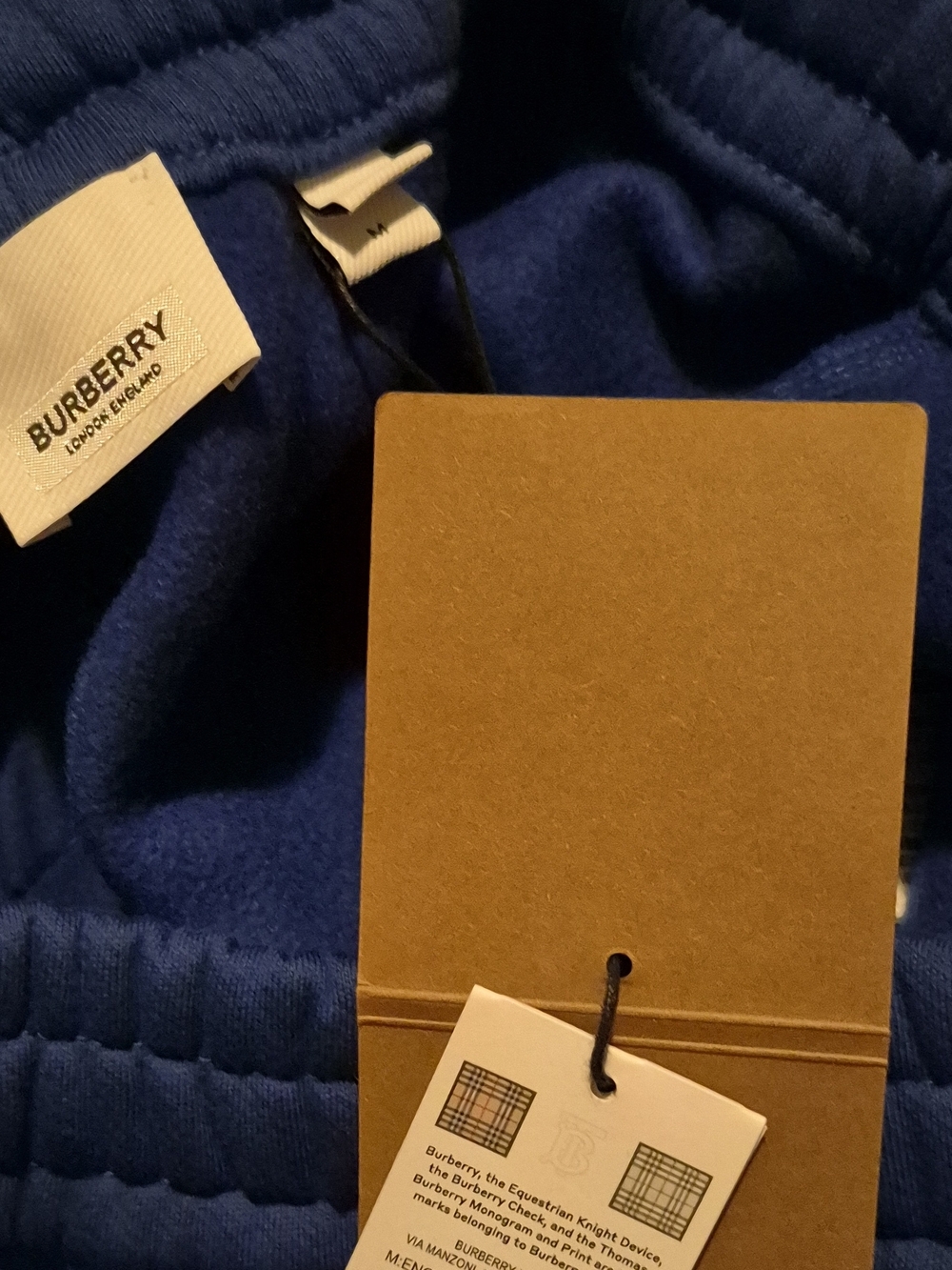 Burberry Royal Blue Quilted Jacket with Tan Hang Tag